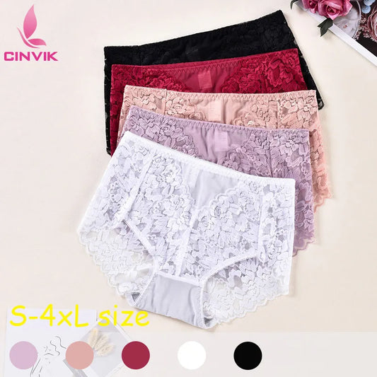 Elastic Comfort Sexy Lace Mid Waist Breathable Briefs