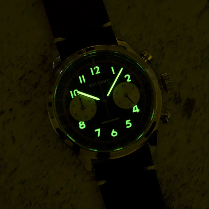 Baltany Quartz Chronograph Water Resistant Retro Super Luminous Vintage Watch